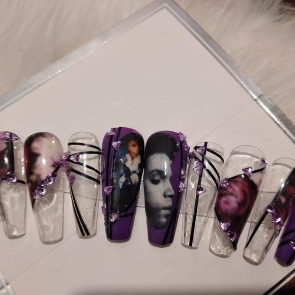 Prince Purple /Clear w purple flowers and gems - Picture 5 of 6